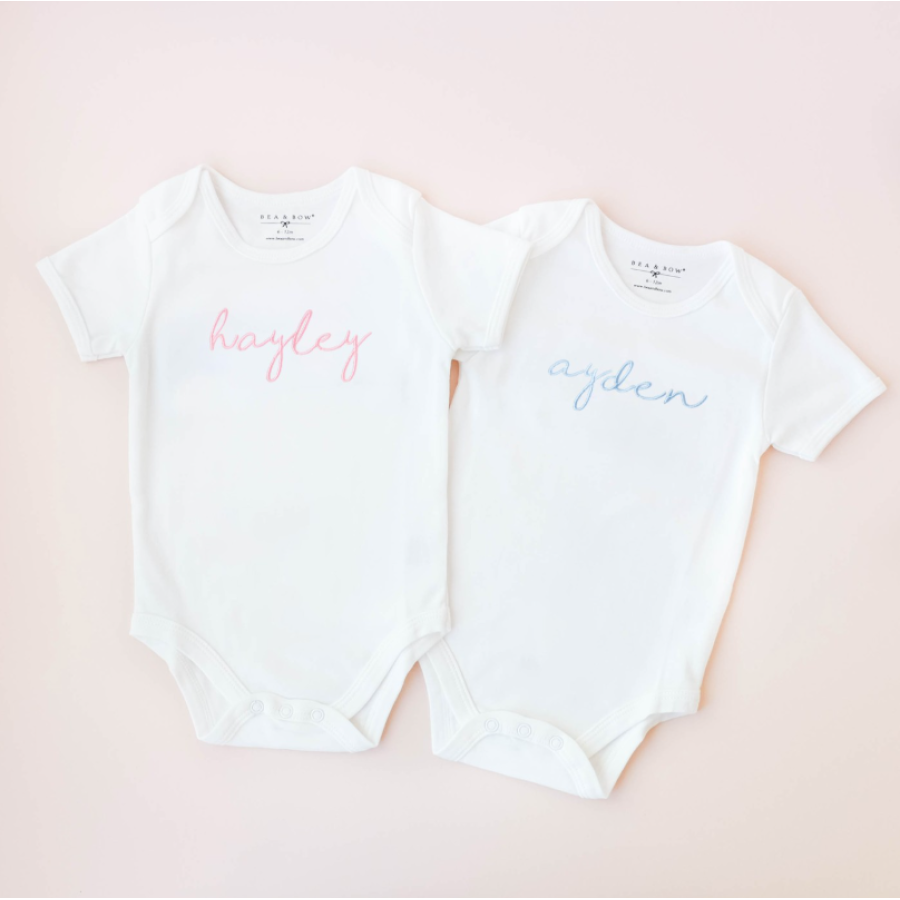 Organic Embroidered Bodysuit (Colours available)